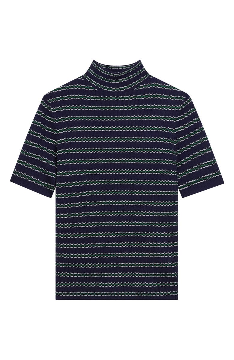 Theory Leenda Stripe Merino Wool Mock Neck Sweater, Alternate, color, Deep Navy Multi