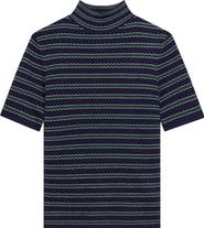 Theory Leenda Stripe Merino Wool Mock Neck Sweater