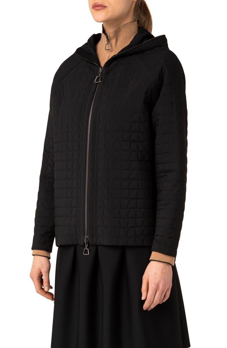 Akris Enon Quilted Taffeta Hooded Jacket, Alternate, color, 