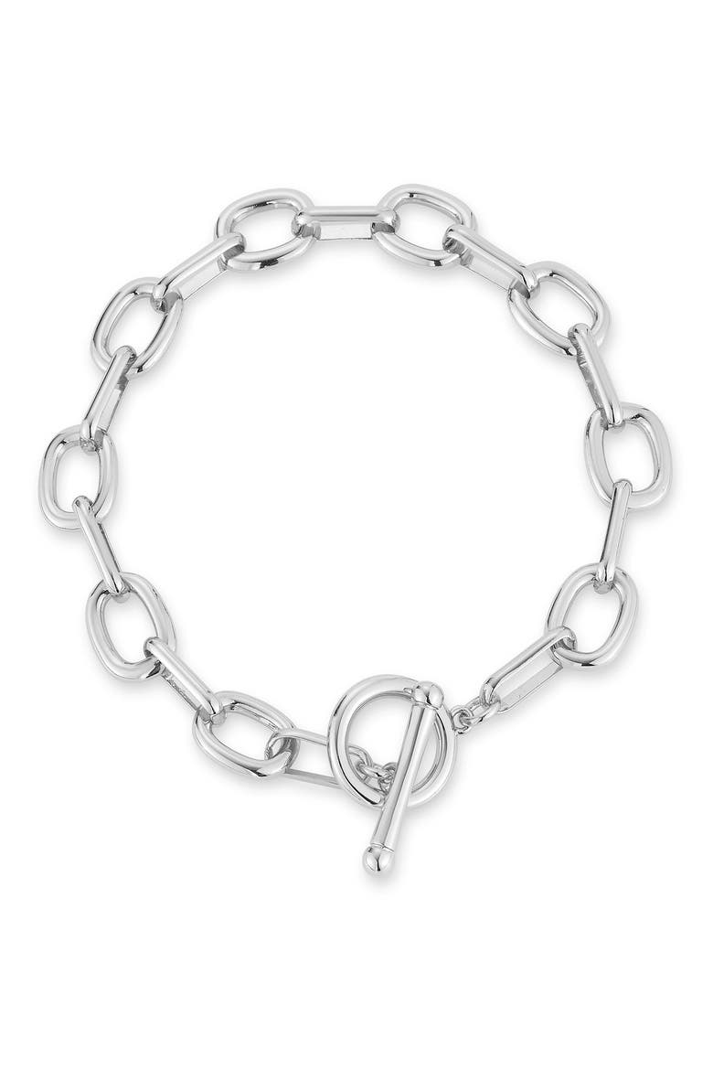 Rhodium Plate Toggle Bracelet, Main, color, SILVER