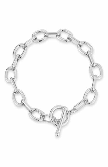 Rhodium Plate Toggle Bracelet