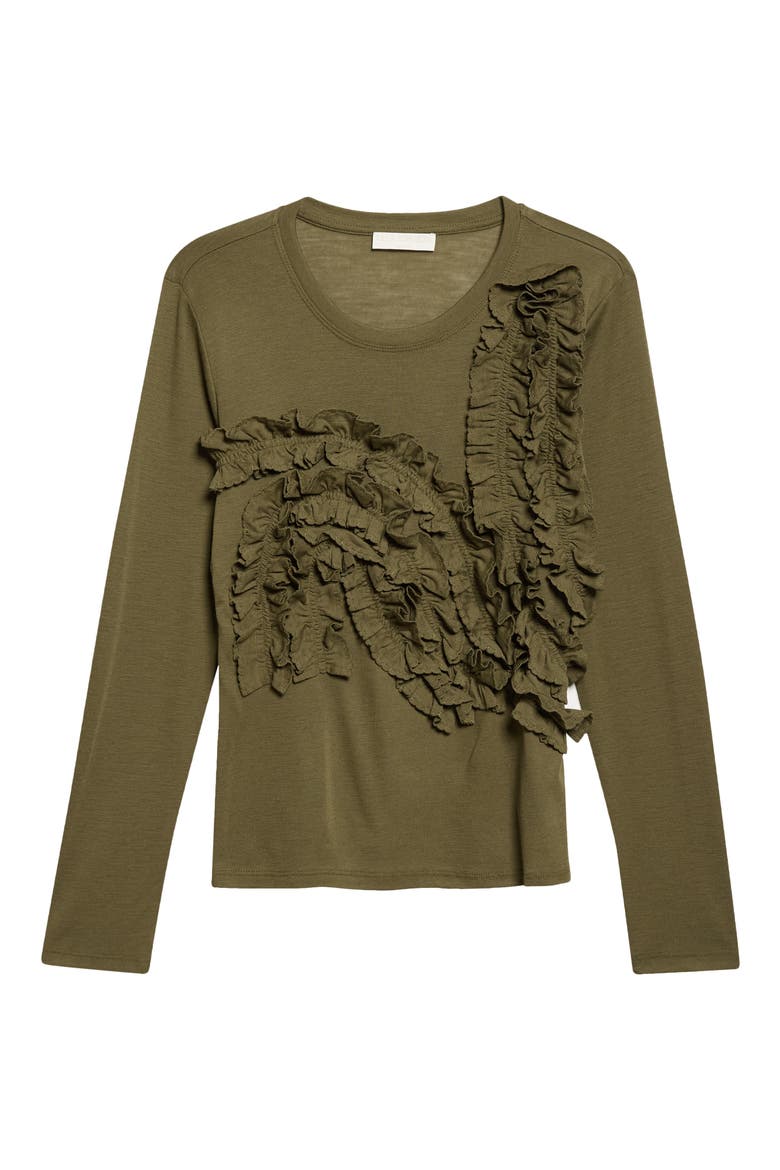 Polina Ruffle Wool Jersey Top, Main, color, LODEN