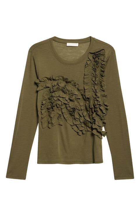 Polina Ruffle Wool Jersey Top