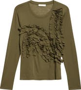 Ulla Johnson Polina Ruffle Wool Jersey Top