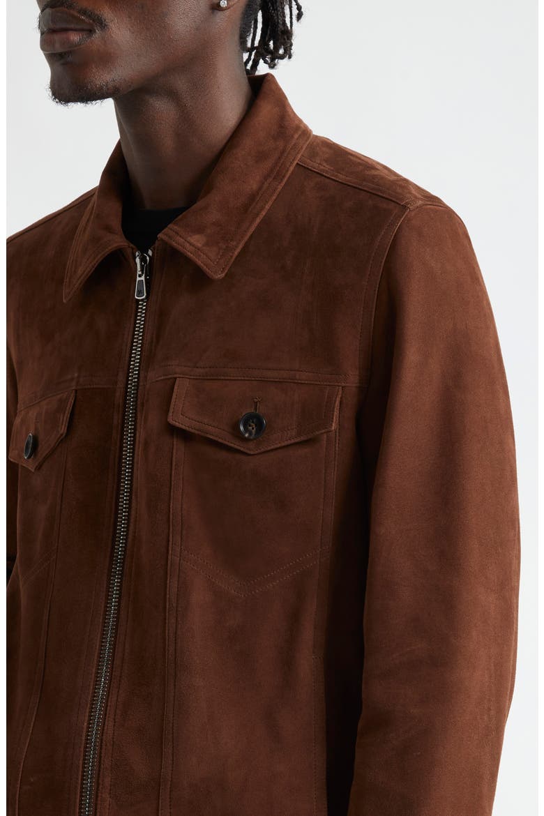 Suede Trucker Jacket, Alternate, color, OPEN BROWN