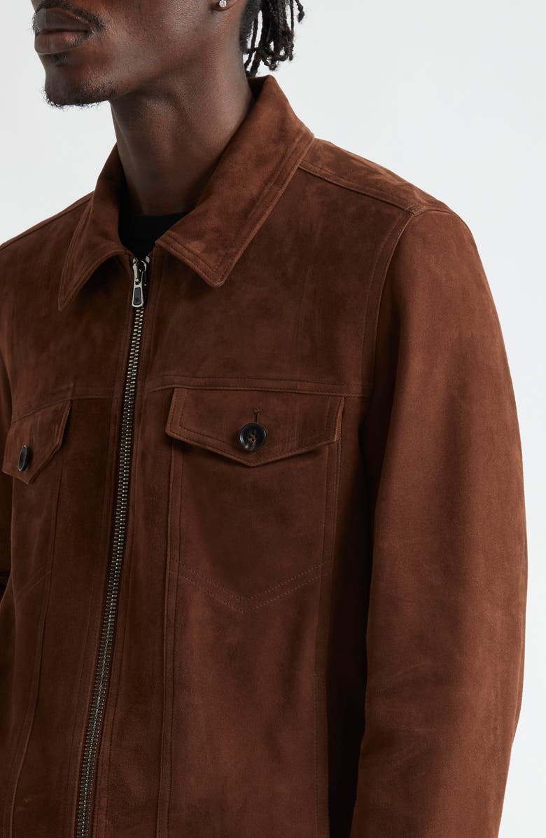 ISAIA Suede Trucker Jacket, Alternate, color, Open Brown