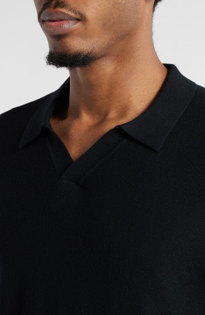 Open Edit Textured Stitch Short Sleeve Polo Sweater, Alternate, color, 