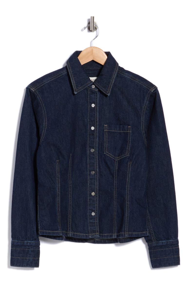 Franny Cotton Denim Shirt, Main, color, INDIGO RESIN