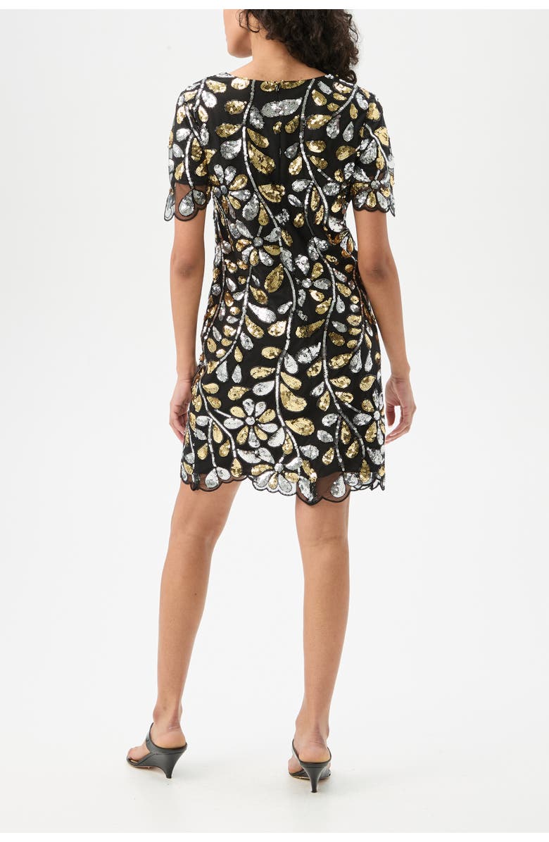 Trina Turk Obelle 2 Short Sleeve Sequin Dress, Alternate, color, Black/Gold