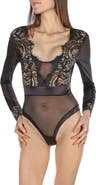 MeMoi Josephine Long SLeeve Thong Bodysuit