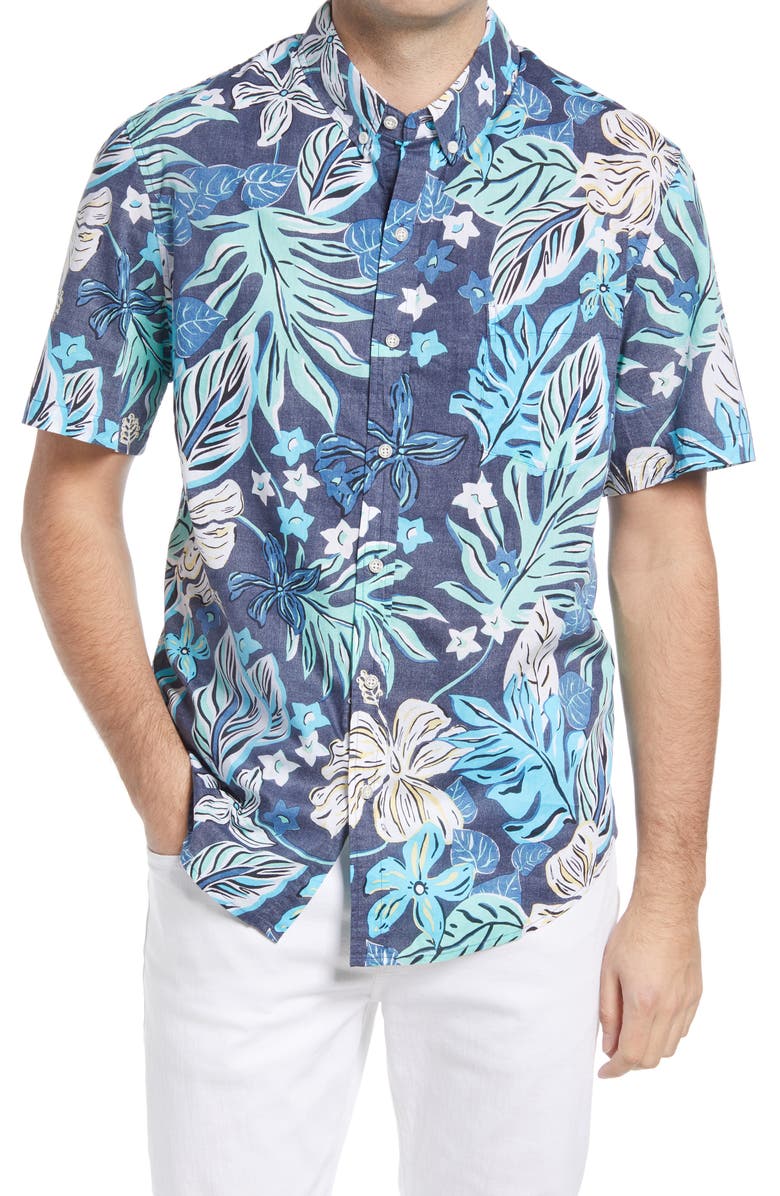 Reyn Spooner Waimea Canyon Tailored Fit Short Sleeve Button-Down Shirt, Main, color,
