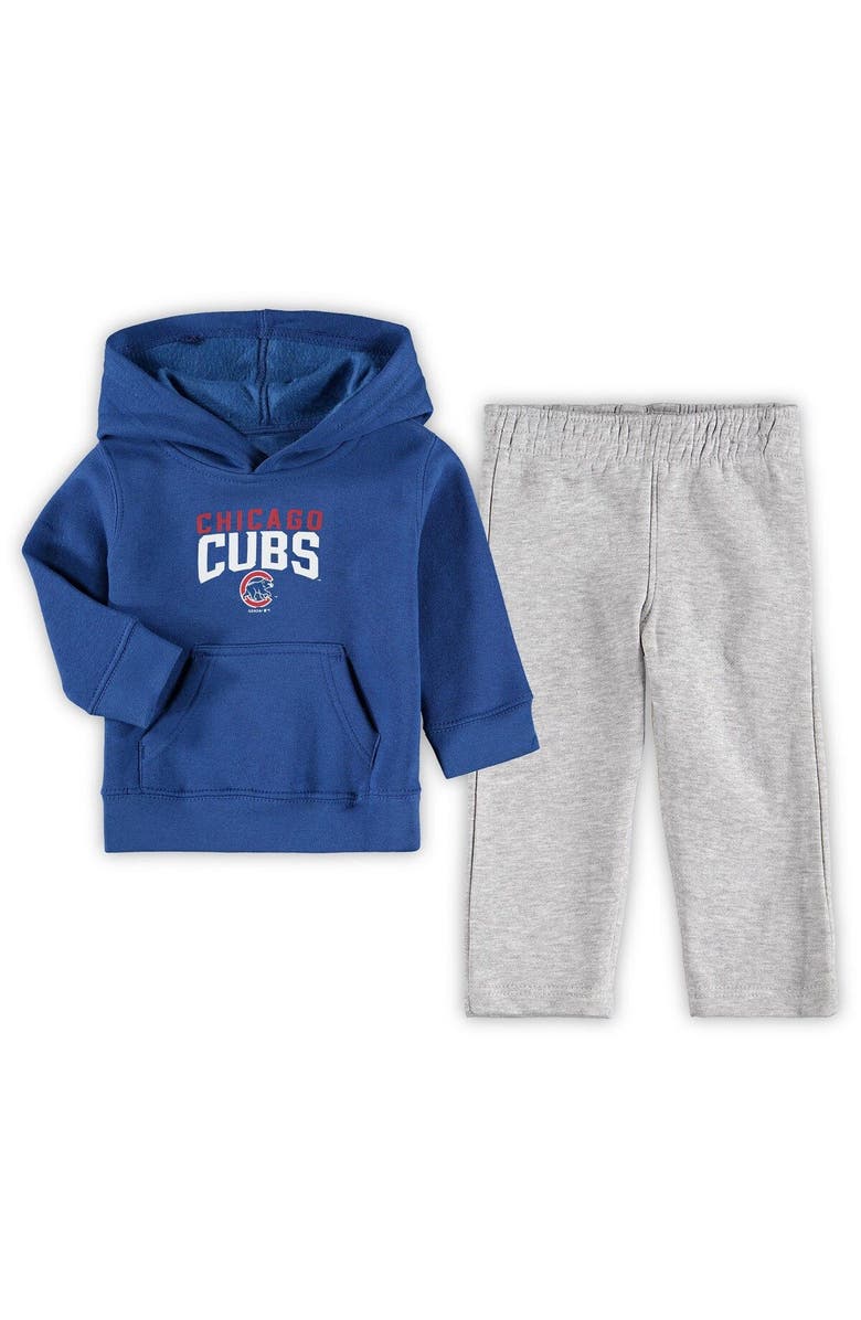 Outerstuff Infant Royal/Heathered Gray Chicago Cubs Fan Flare Fleece Hoodie and Pants Set, Main, color, 