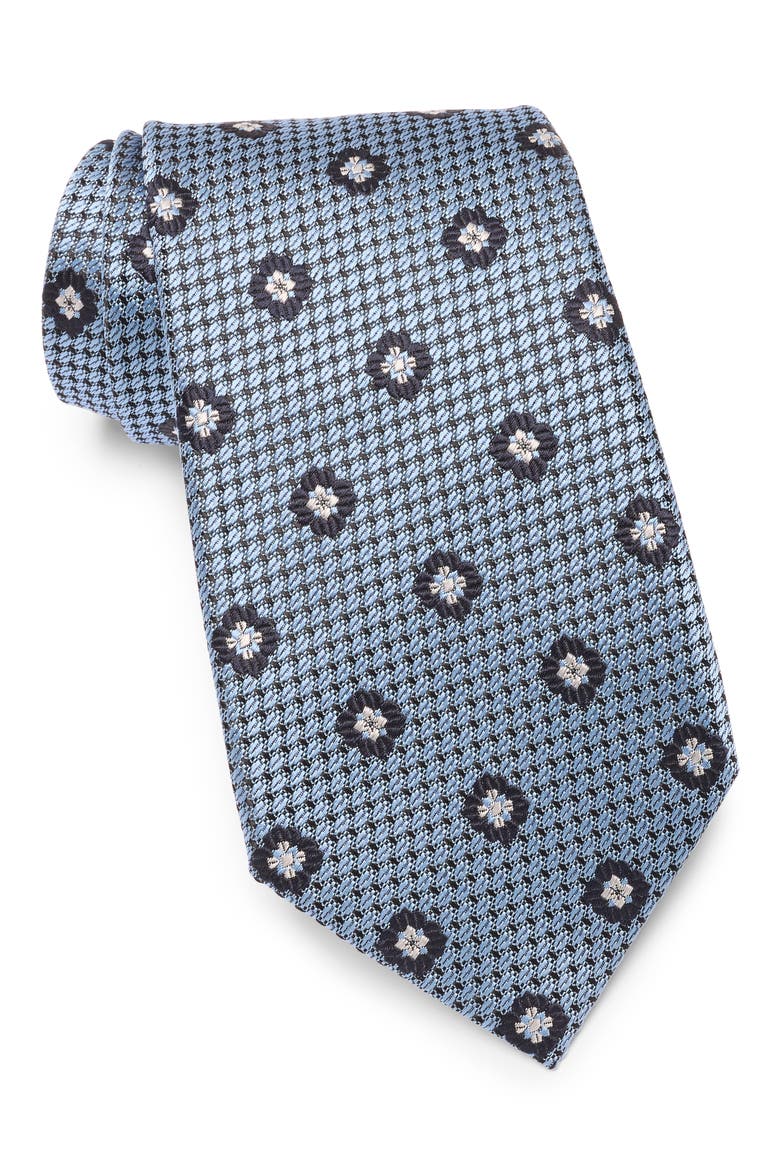 Floral Medallion Silk Tie, Main, color, BRIGHT BLUE
