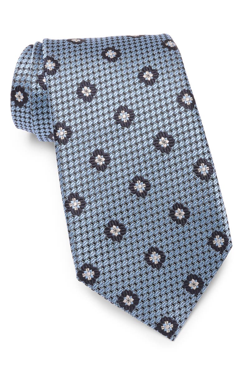 ZEGNA TIES Floral Medallion Silk Tie, Main, color, Bright Blue