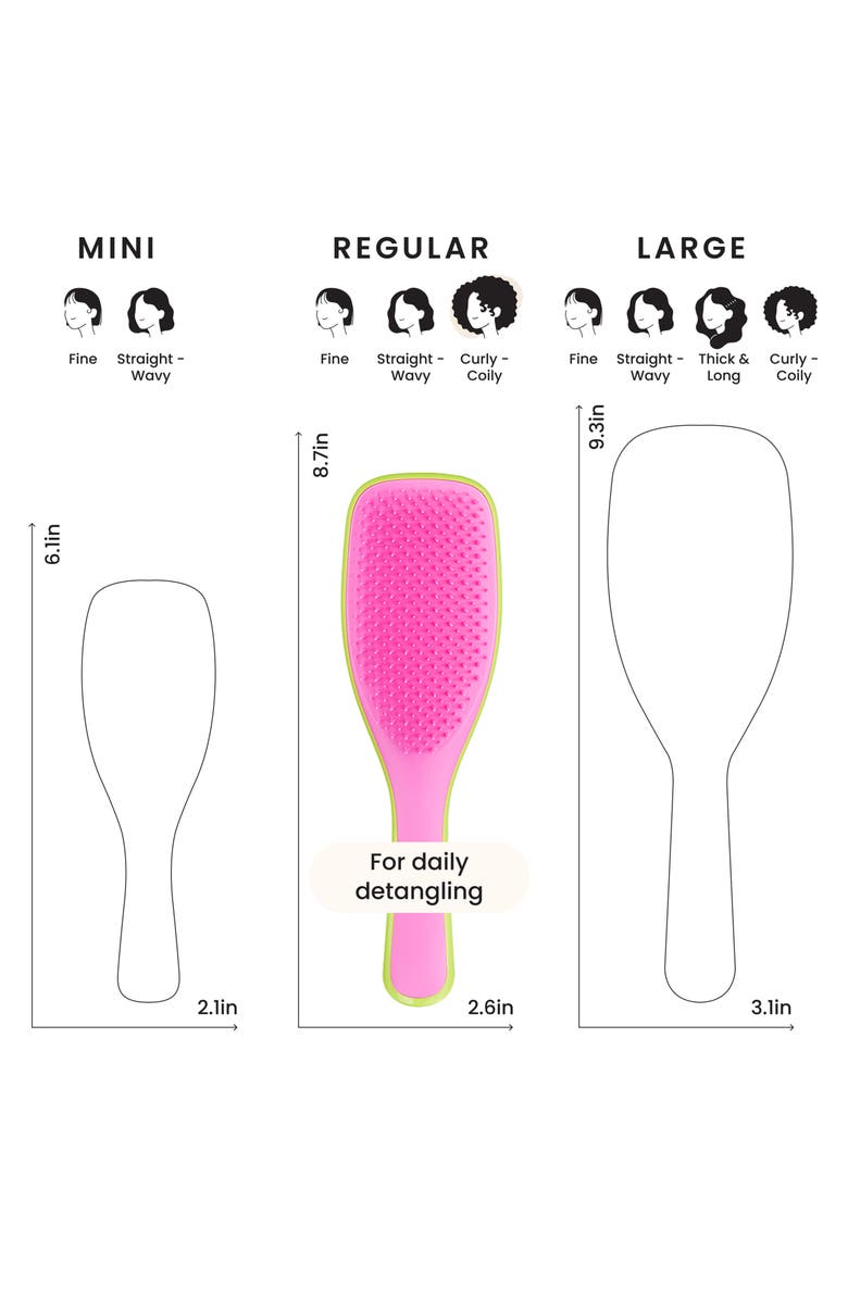 Tangle Teezer Ultimate Detangler Hairbrush for Curly to Coily, Alternate, color, Cyber Lime / Pink