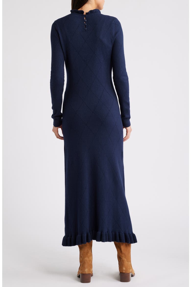 Pointelle Long Sleeve Cotton Blend Sweater Dress, Alternate, color, NAVY BLAZER