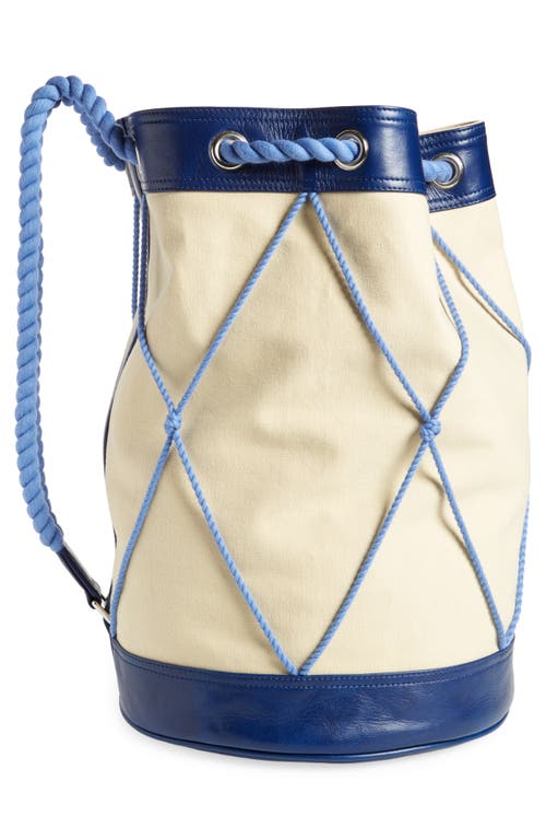 Bode Sea Rig Canvas & Leather Rucksack In Natural