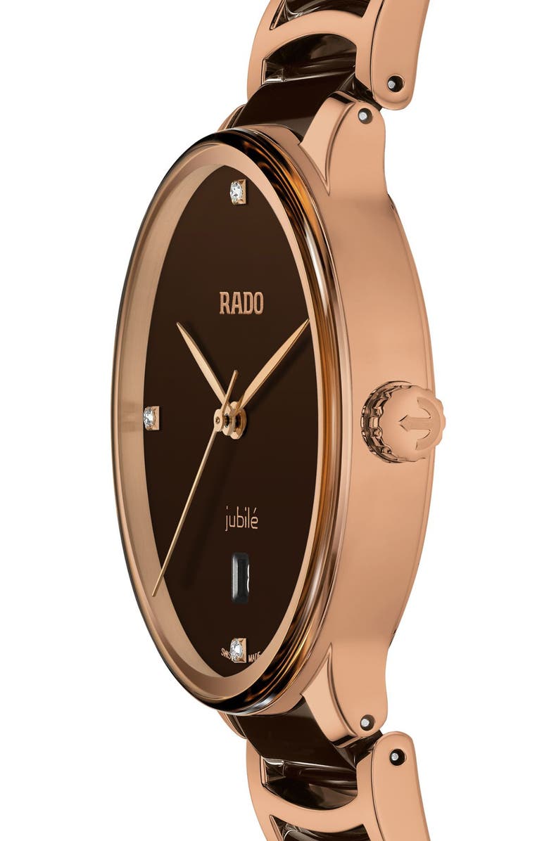 RADO Centrix Diamond Bracelet Watch, 39.5mm, Alternate, color, Brown