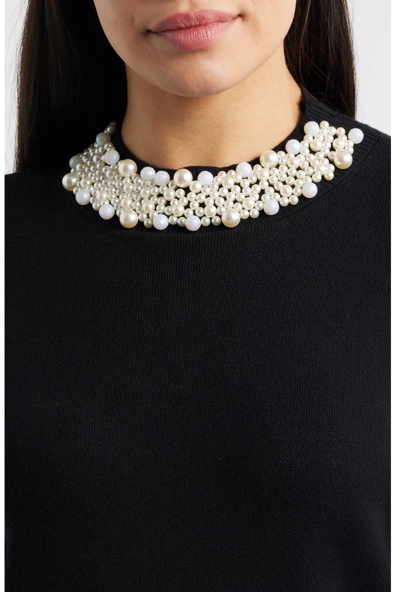 Hepburn Beaded Collar Sweater, Alternate, color, BLACK
