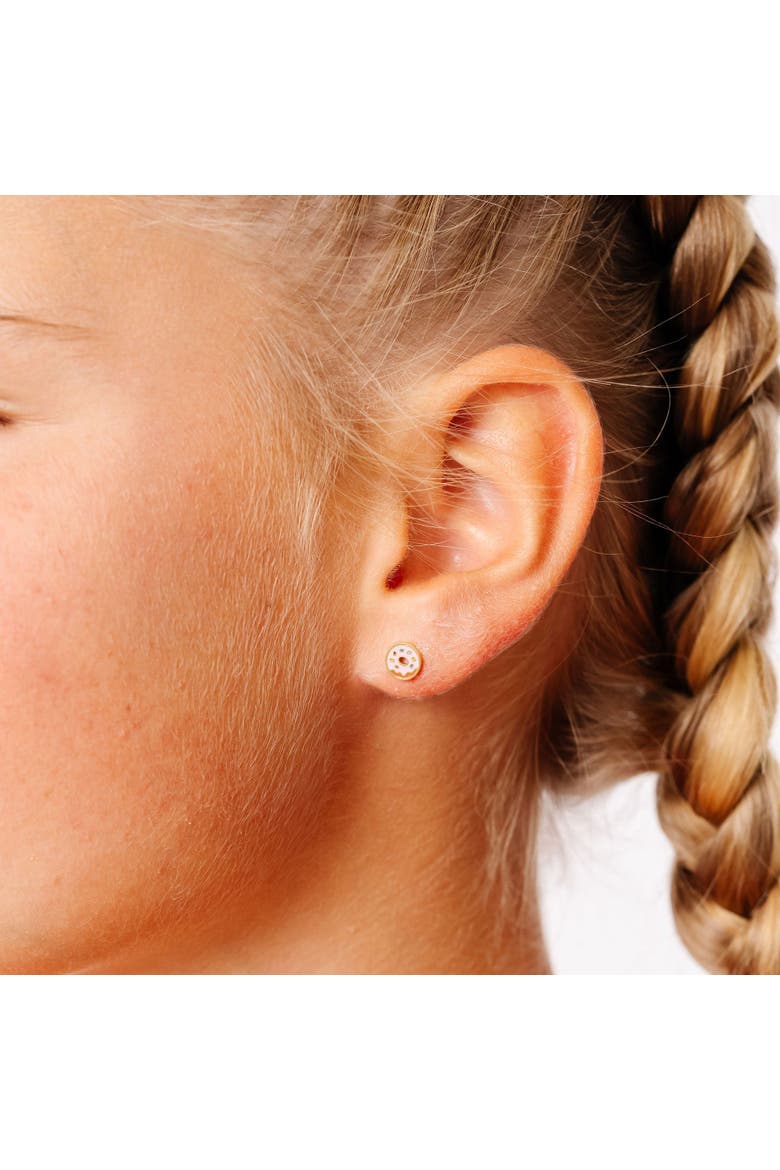 Girls' Donut Flatback Stud Hypoallergenic Earrings, Alternate, color, Pink