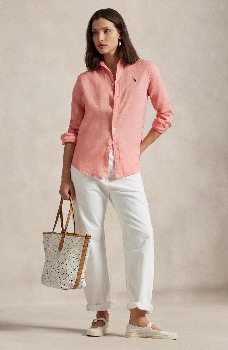 Polo Ralph Lauren Classic Fit Linen Button-Up Shirt, Alternate, color, 