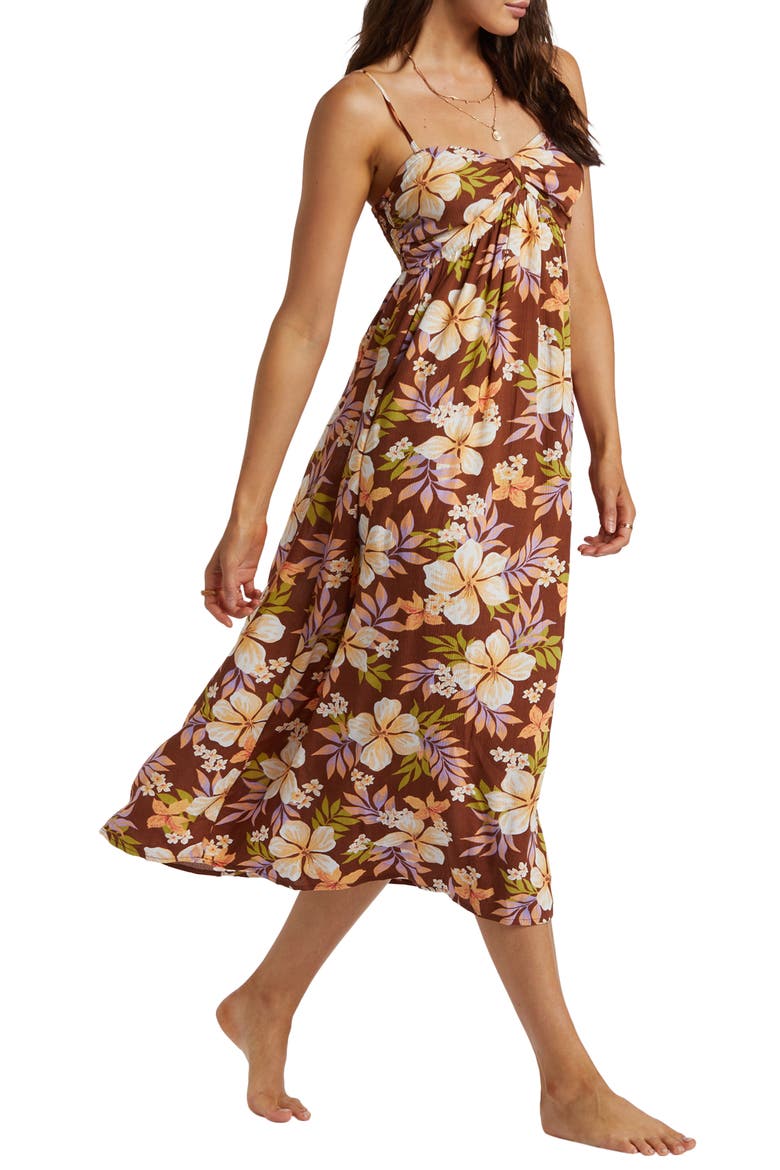Daybreak Floral Midi Sundress, Alternate, color, TOASTED COCONUT