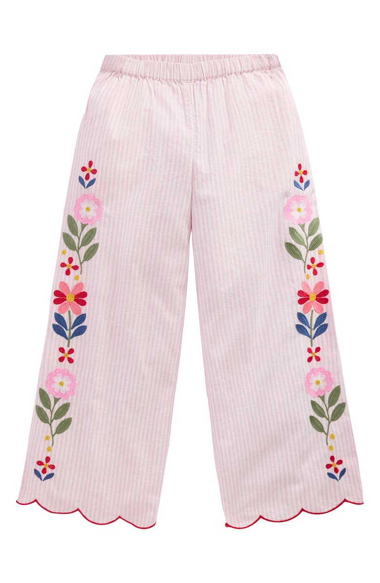 Mini Boden Kids' Scallop Hem Pants, Main, color, Chalk Pink/ Ivory Floral