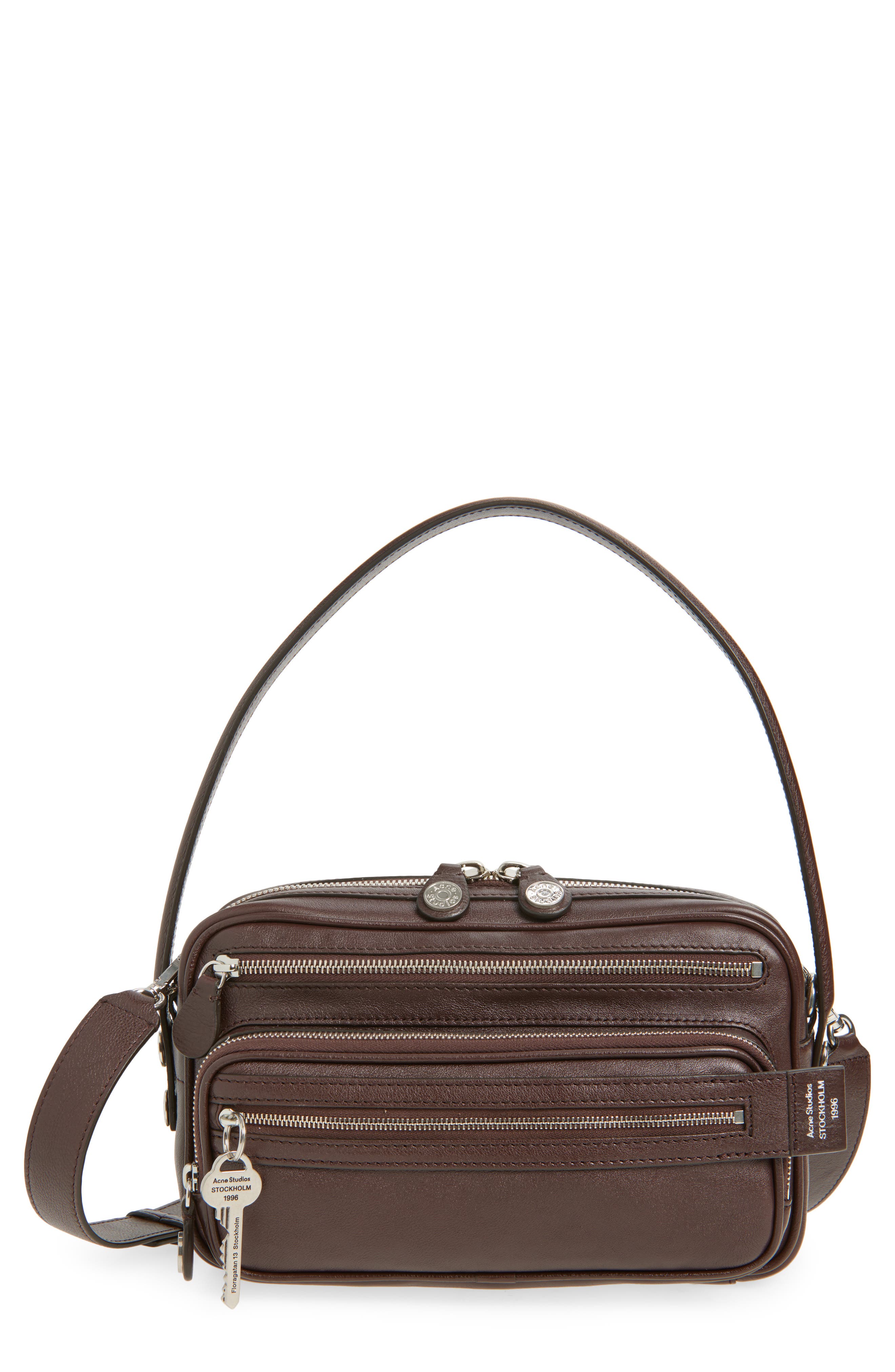 Acne Studios Small Camero Leather Shoulder Bag, Main, color, Chocolate Brown