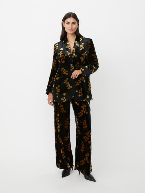 Masai Copenhagen Majaxi Velour Floral Print Blazer In Brown