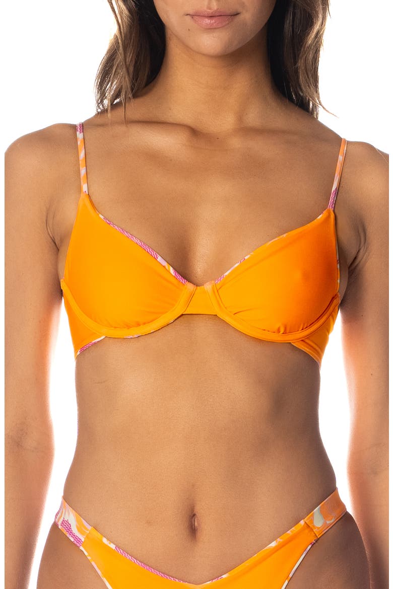 Flamingo Glow Dainty Reversible Underwire Bikini Top, Alternate, color, OPEN PURPLE