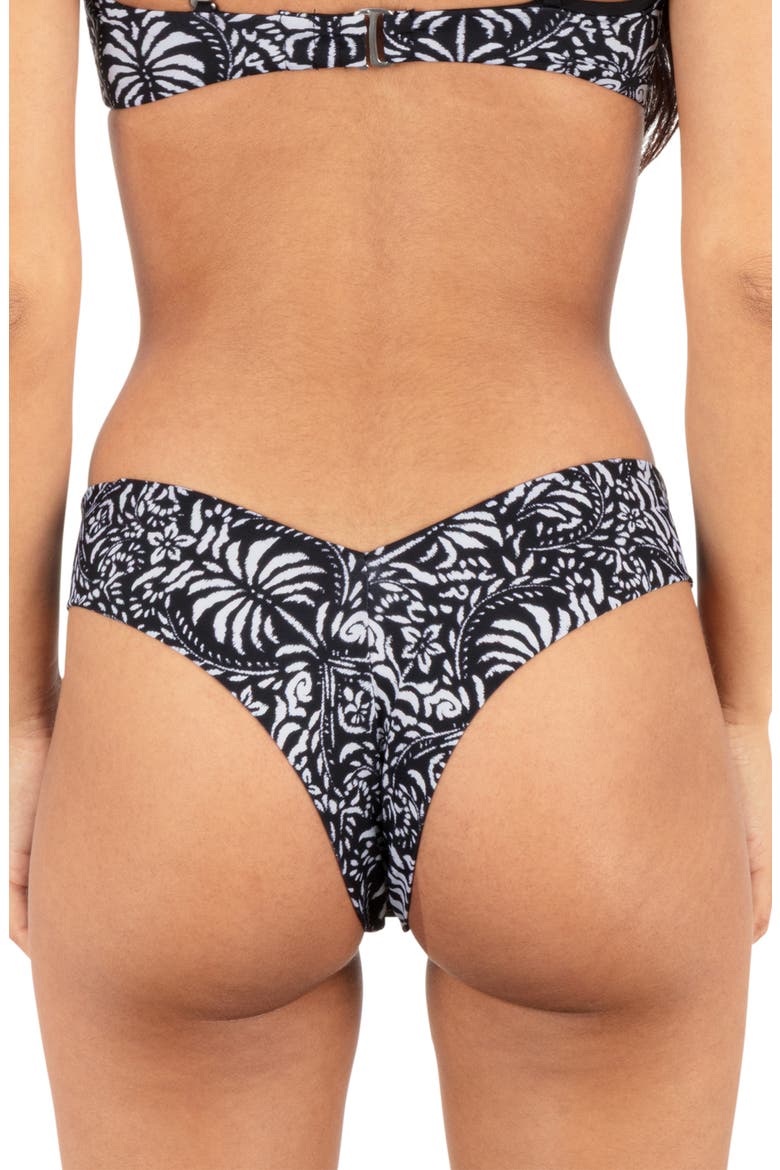 Ikat Palm Skimpy Bikini Bottoms, Alternate, color, BLACK / COCONUT
