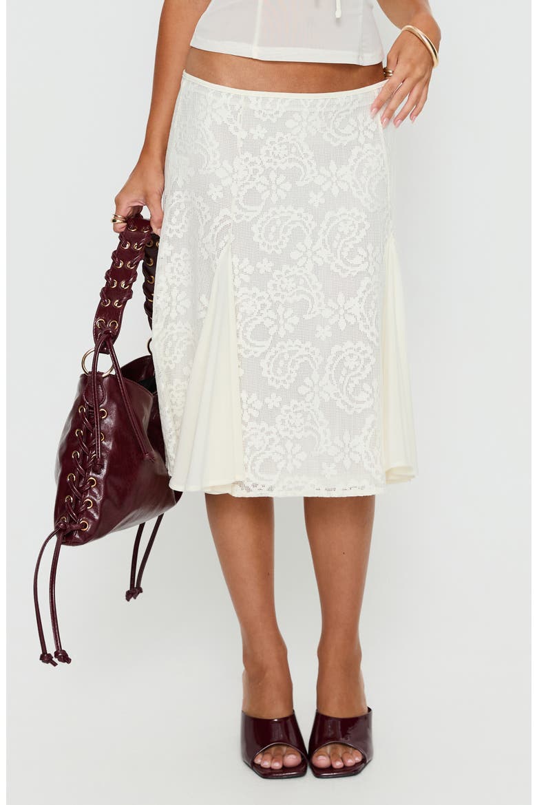 Quani Lace Midi Skirt, Main, color, CREAM