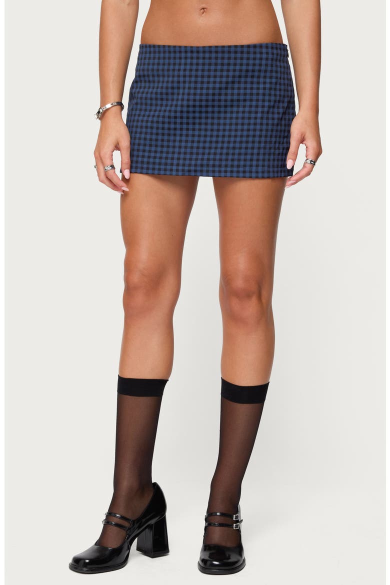 Winsley Gingham Mini Skort, Main, color, BLUE-AND-BLACK