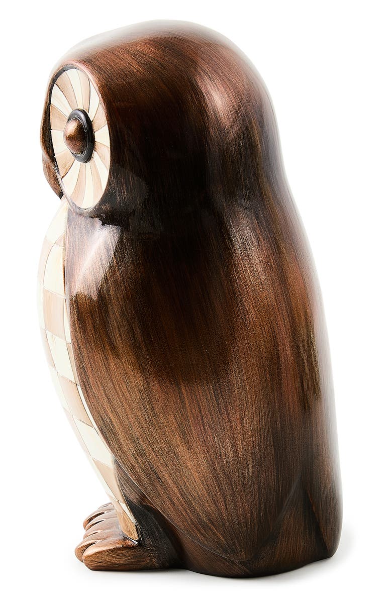 MACKENZIE CHILDS Mocha Check Owl Figurine, Alternate, color, Mocha