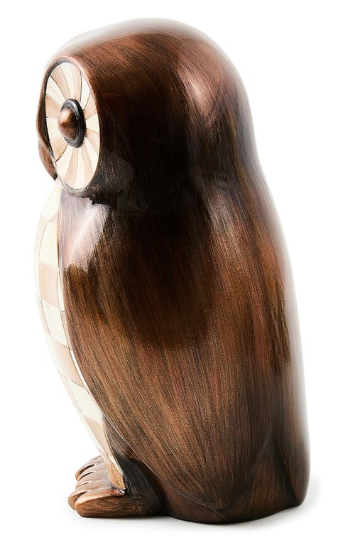 Mackenzie-childs Mackenzie Childs Mocha Check Owl Figurine In Brown