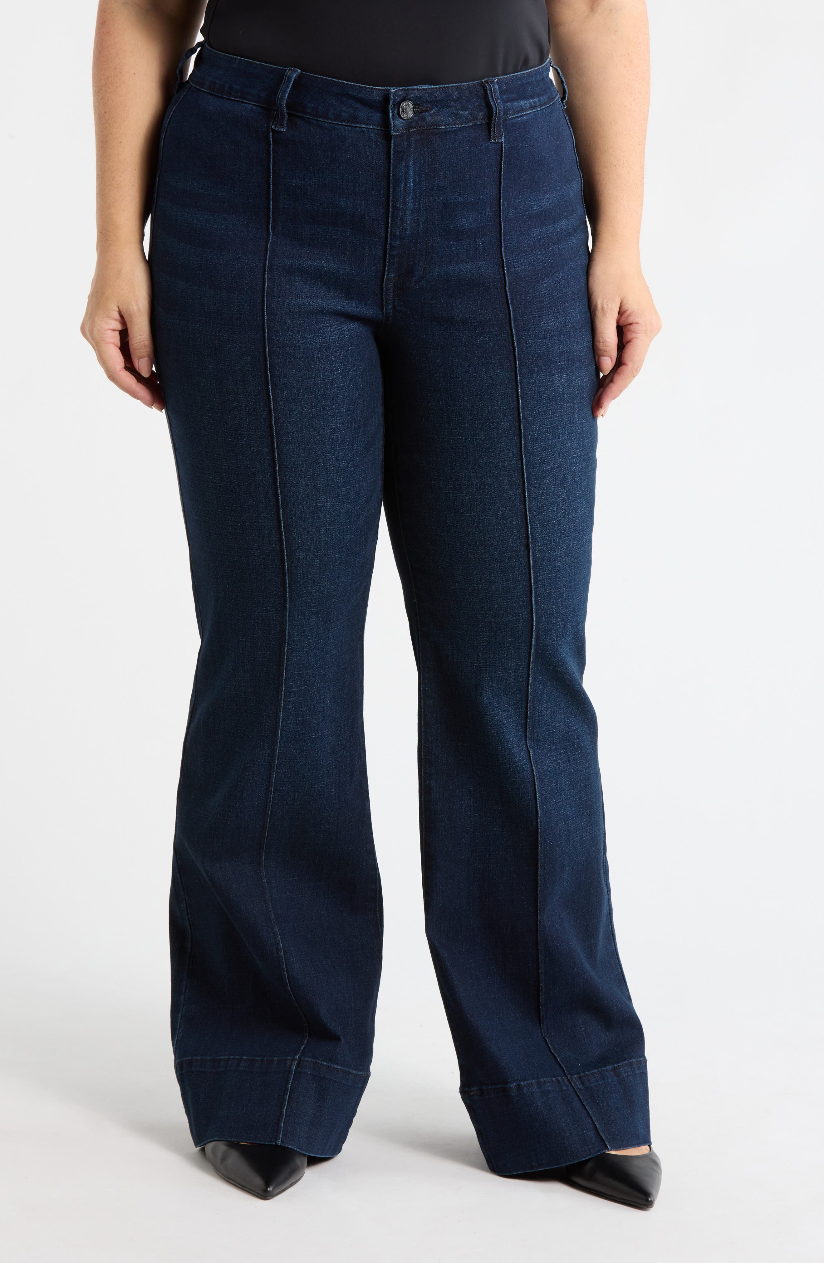 Seven7 High Waist Pintuck Wide Leg Jeans