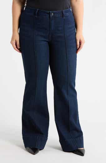High Waist Pintuck Wide Leg Jeans