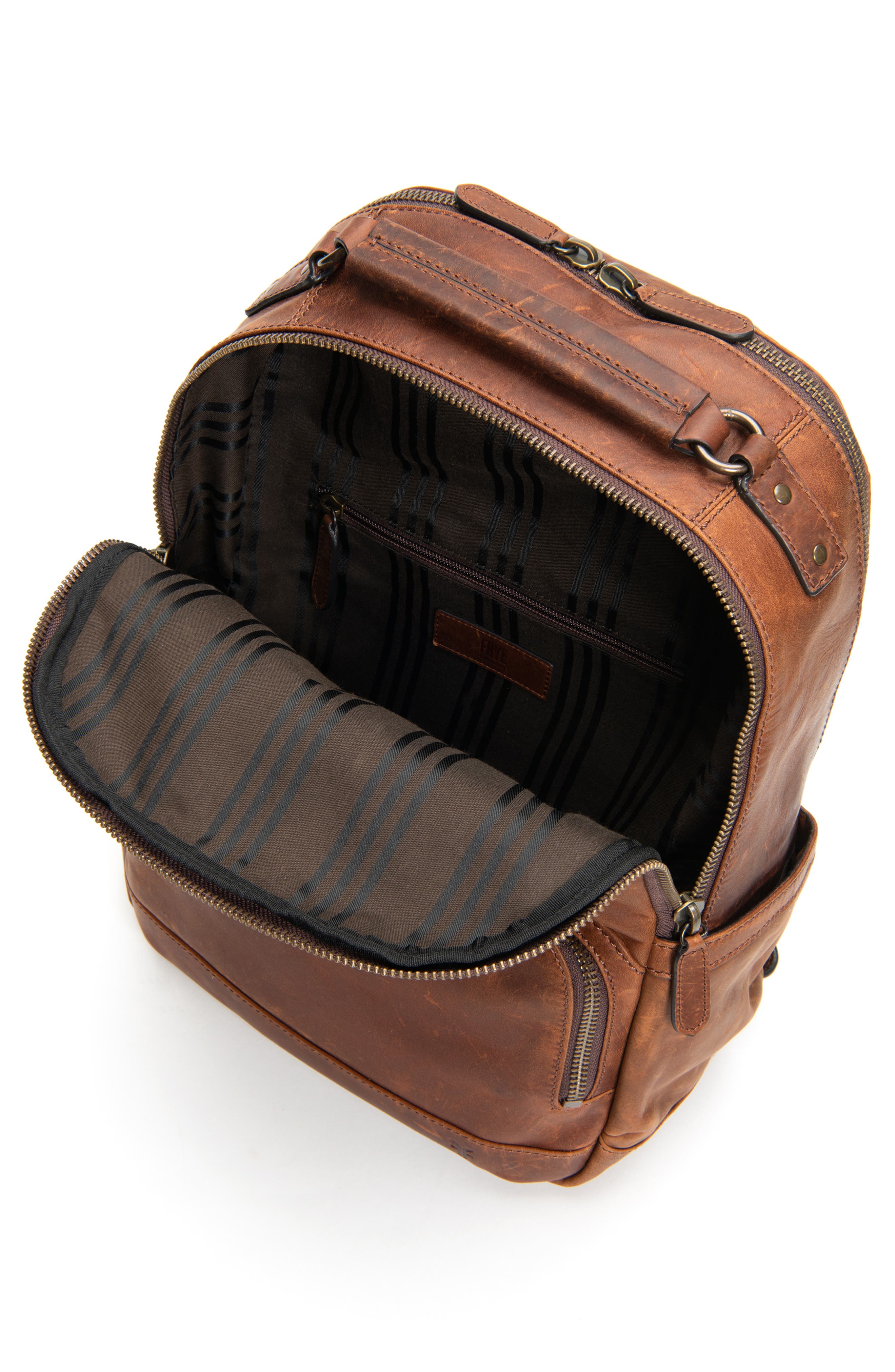 Frye 'Logan' Leather Backpack, Alternate, color, Cognac
