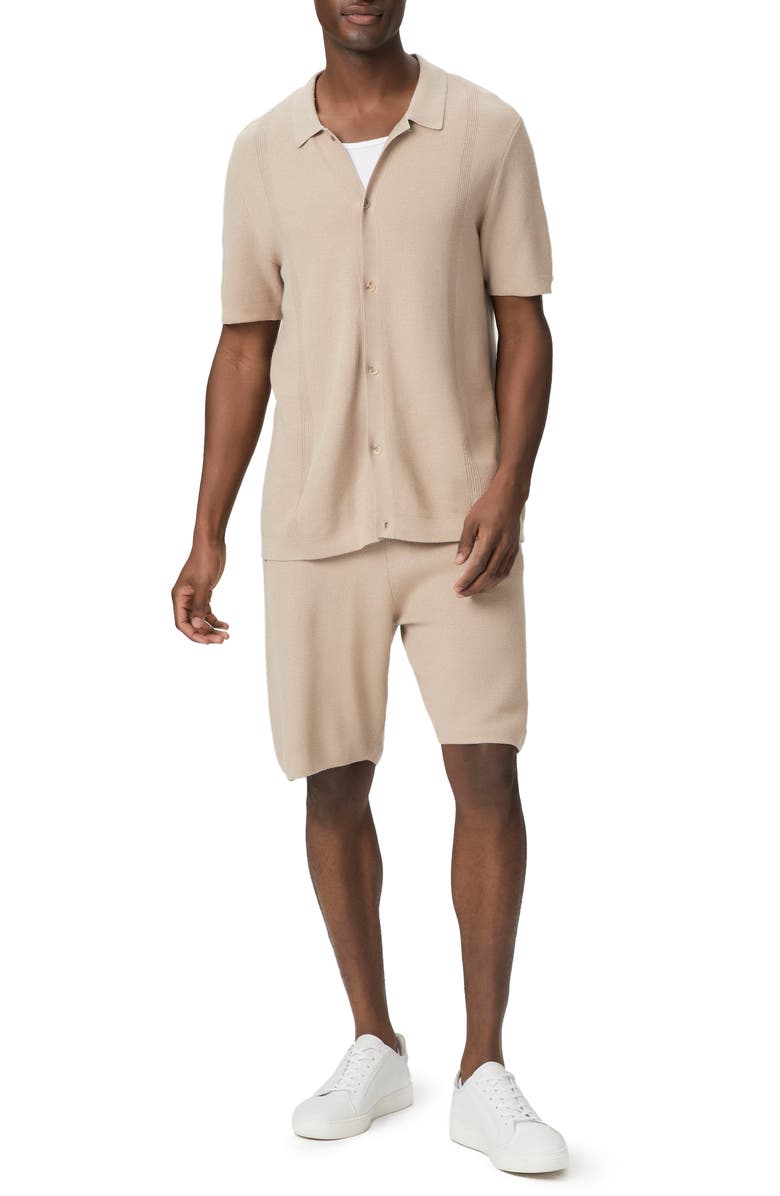 PAIGE Mendez Short Sleeve Cotton & Linen Button-Up Sweater Shirt, Alternate, color,