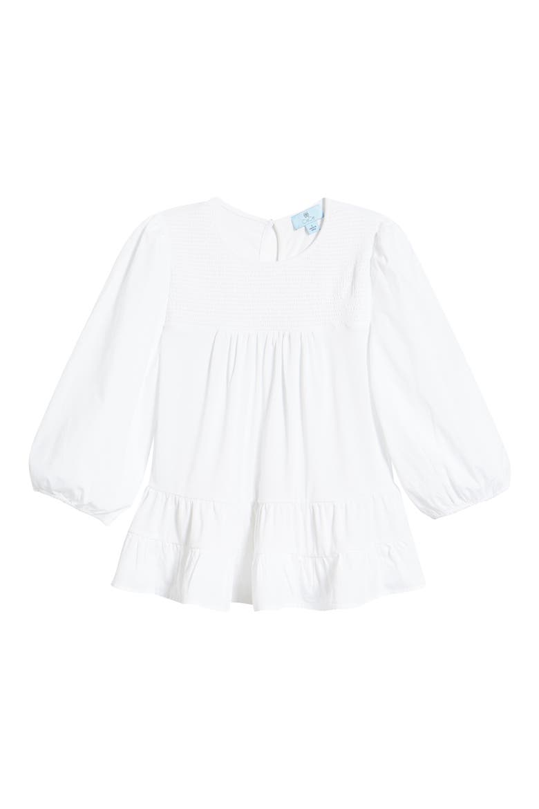 Mixed Media Ruffle Long Sleeve Top, Alternate, color, ULTRA WHITE