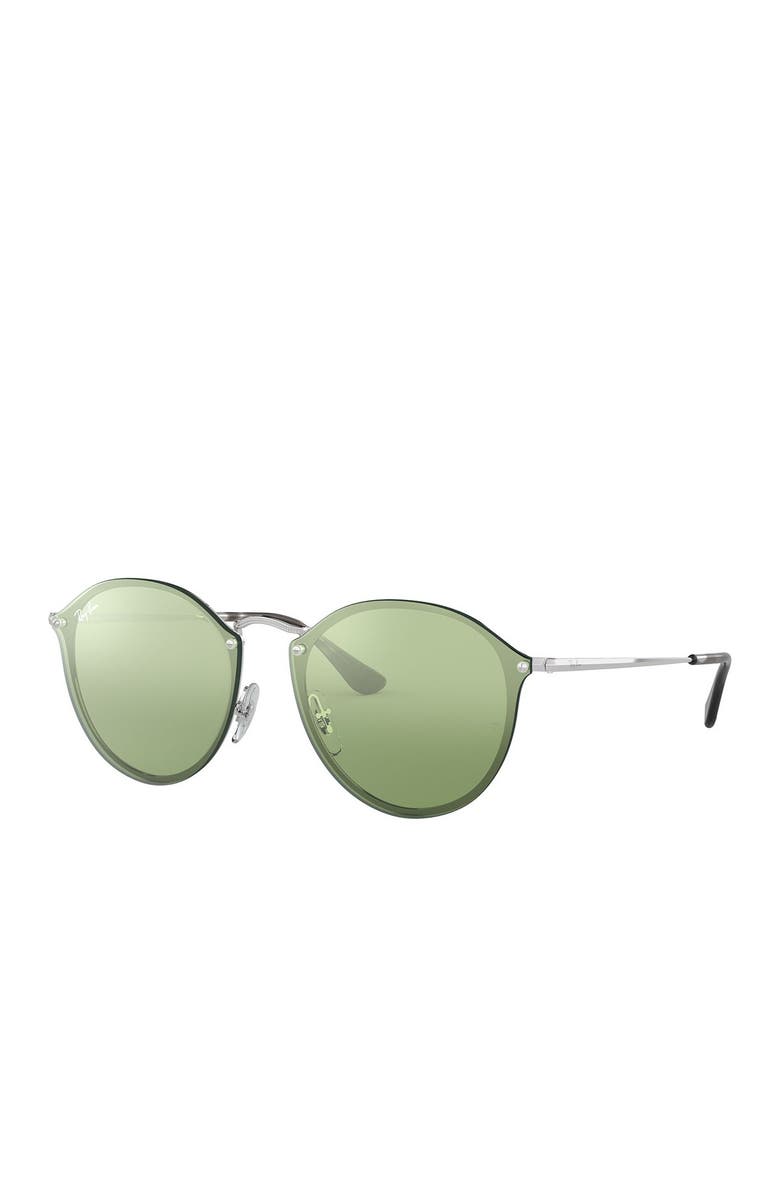 Ray-Ban 59mm Blaze Round Mirrored Sunglasses, Alternate, color, Green Mir