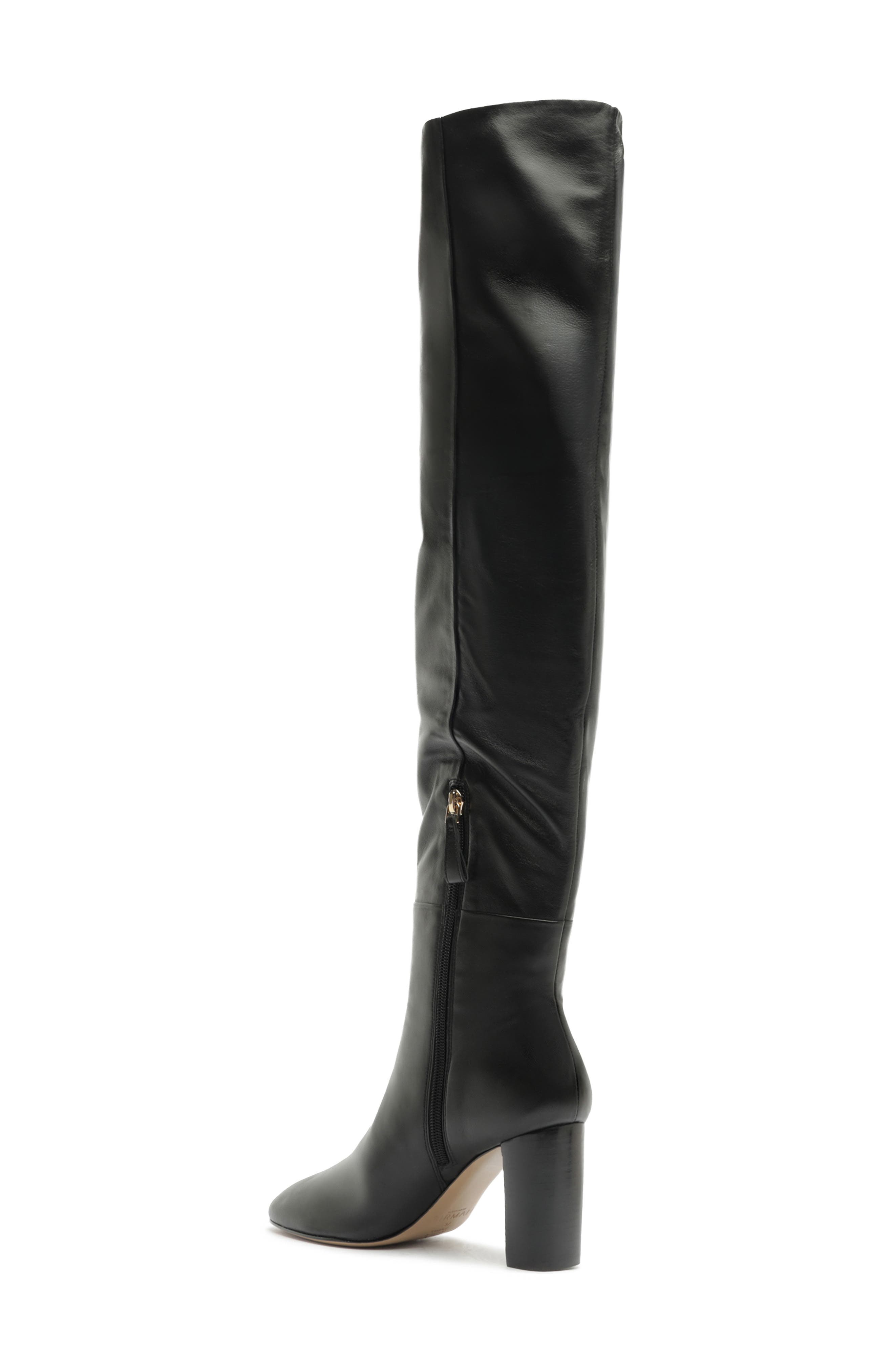 Anna Slouch Knee High Leather Boot, Alternate, color, BLACK