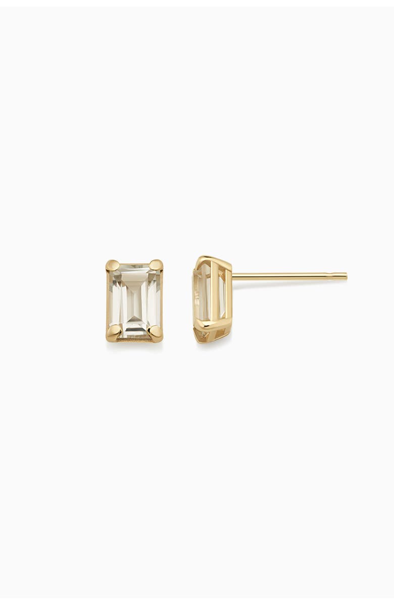 Oradina 14K Gold Date Me Birthstone Stud Earrings, Main, color, White Topaz - April