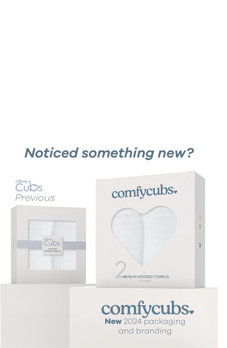 Comfy Cubs Hooded Baby Towels - 6 Layers, Pack of 2, Alternate, color, White