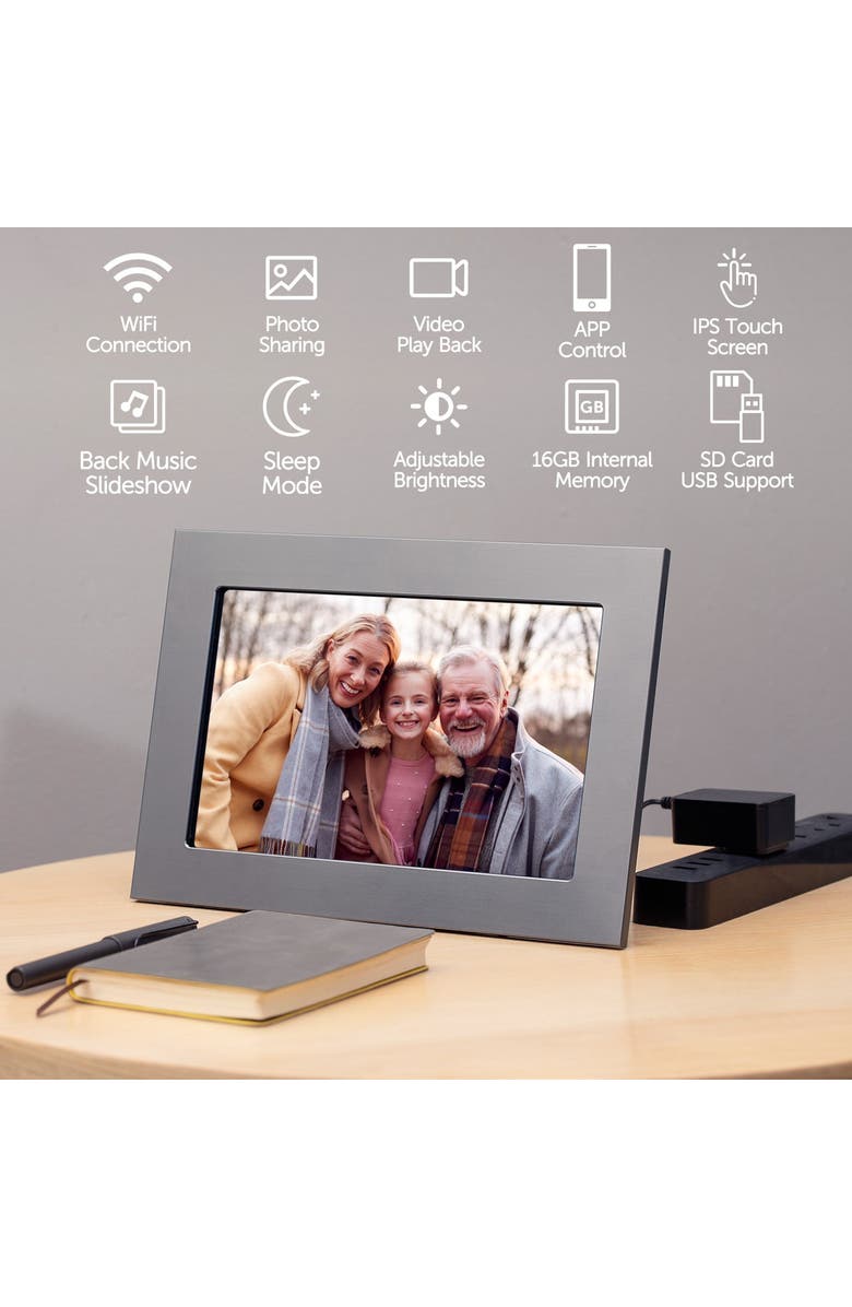 Eco4Life 10.1" WiFi Digital Photo Frame, Alternate, color, Titanium Black