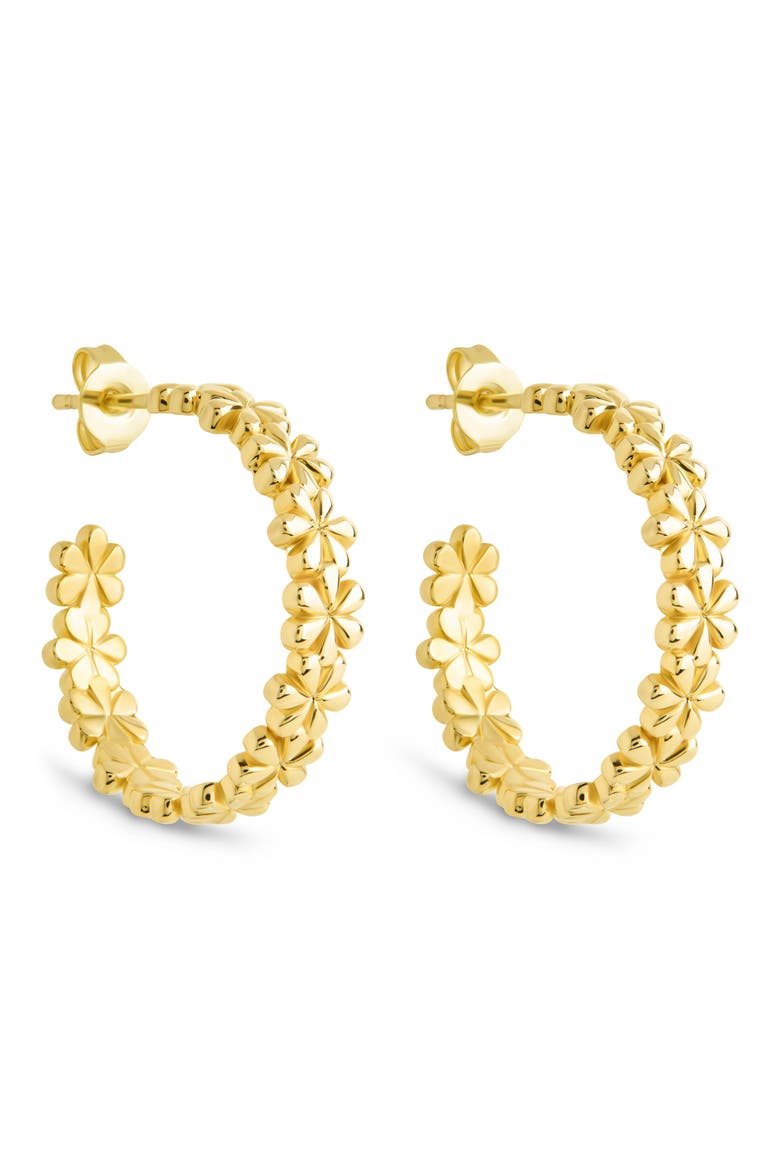 Delilah Floral Textured Hoop Earrings, Alternate, color, GOLD