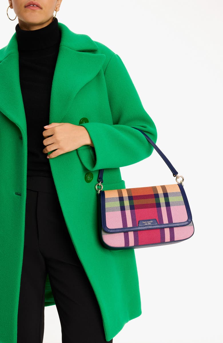 Kate Spade New York hudson grand plaid flap shoulder bag, Alternate, color,