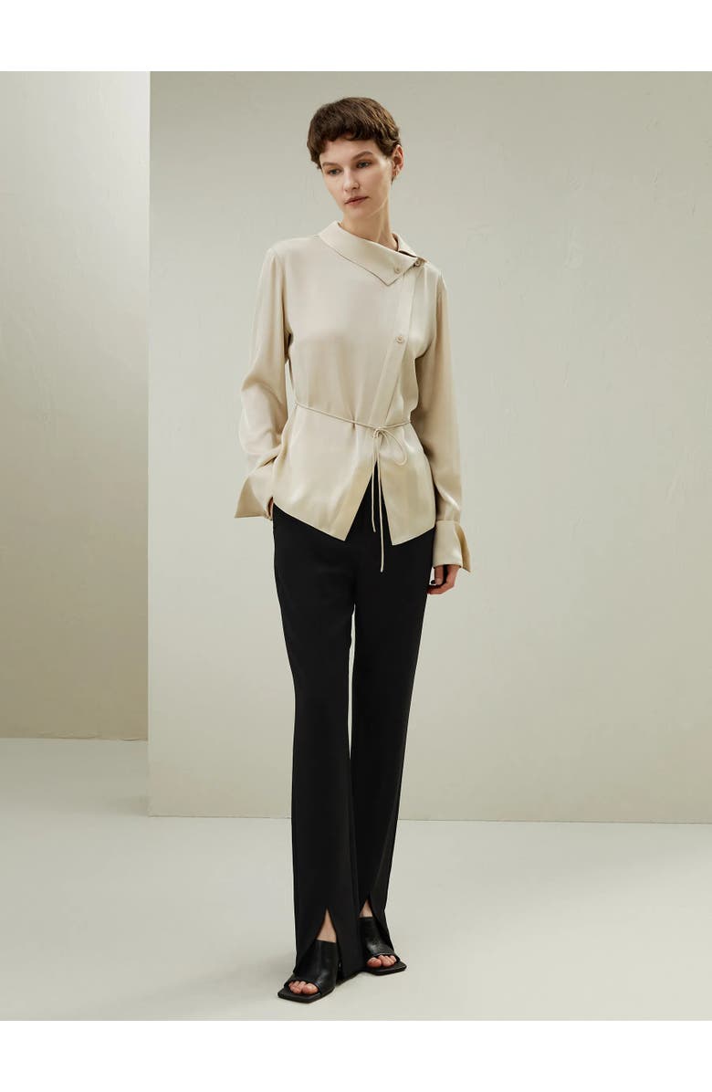 Lilysilk Asymmetrical Shirt with Waist Tie, Alternate, color, 