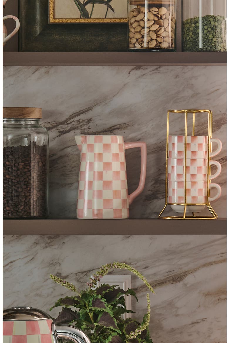 Rosy Check Farmhouse Pitcher, Alternate, color, PINK