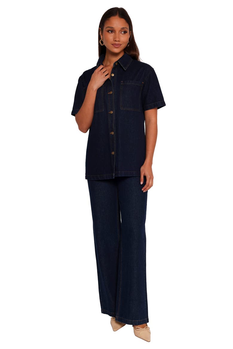 Nolan Denim Shirt, Alternate, color, DARK DENIM